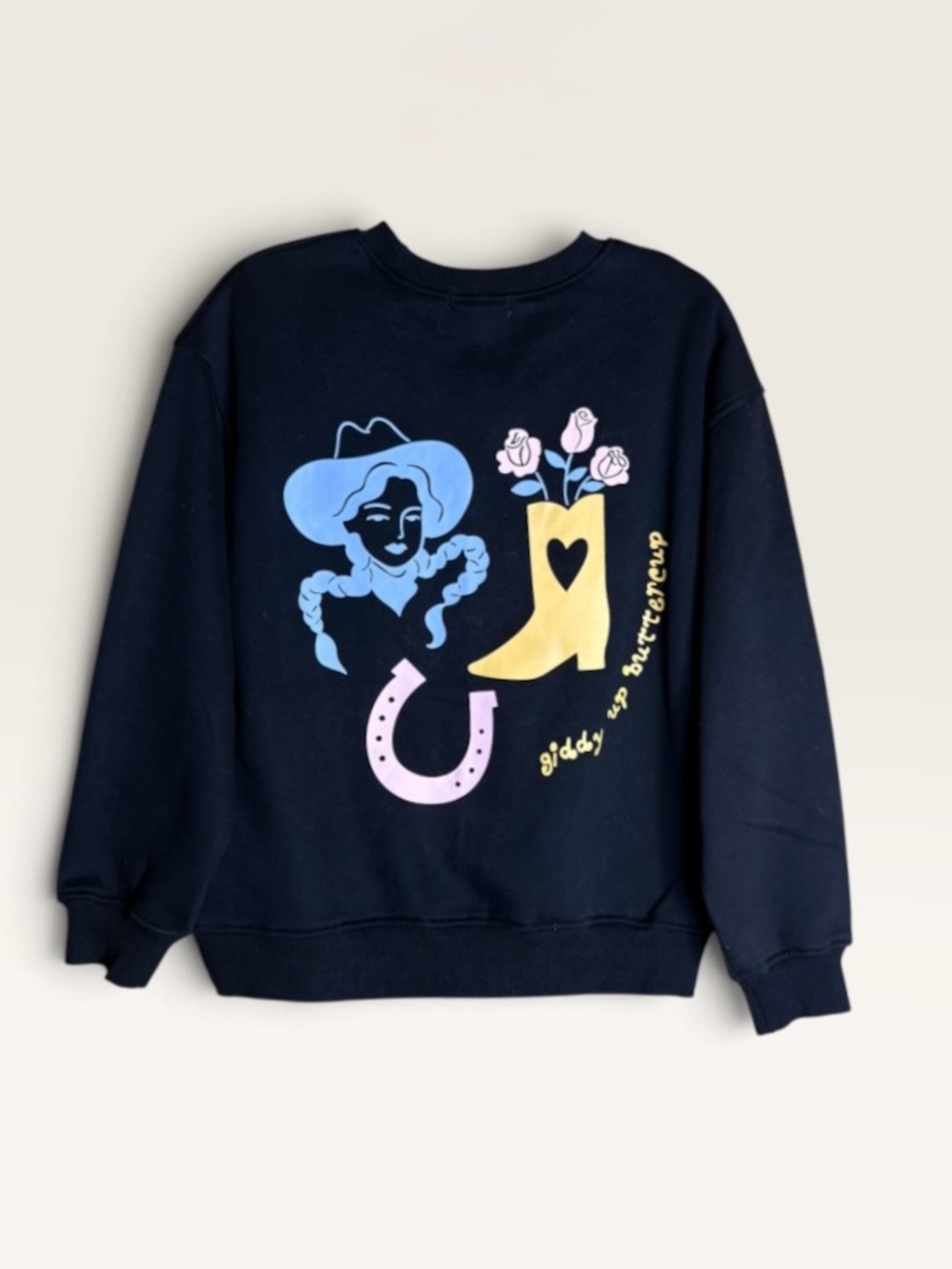Bailey Rose Giddy Up Buttercup Western Cowgirl Graphic Sweatshirt XS